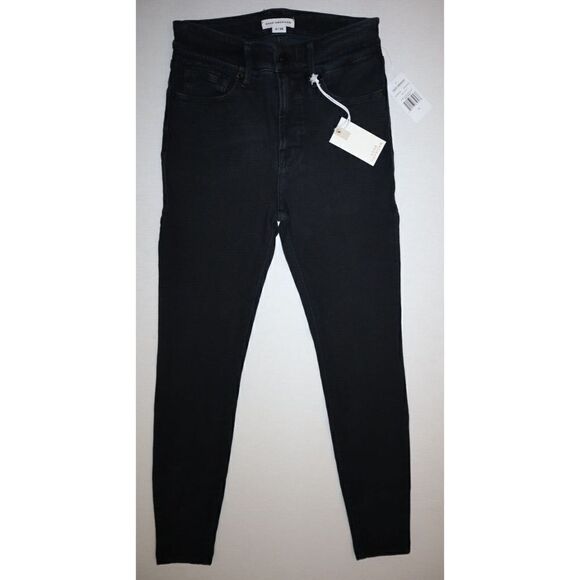 Good American Women's Sz 0/25 Black Good Legs w/Slit Waistband Skinny Jeans $159 - Picture 1 of 11